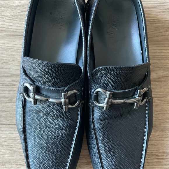 Black leather Ferragamos size 10-D. Great condition will sale for $375